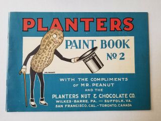 1929 Planters Mr.  Peanut Paint Book 2 W/mailing Envelope Letter