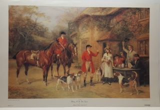 Vintage Lithograph Art Print Meeting At The Three Pigeons Heywood Hardy Hunting
