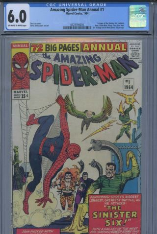 Cgc Fine 6.  0 Spider - Man Annual 1 1964 (1st Appearance Of Sinister Six)