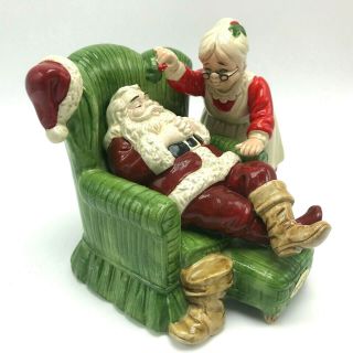 Vintage Otagiri Gibson Greetings Santa Mrs Claus Music Box We You A Merry Xmas