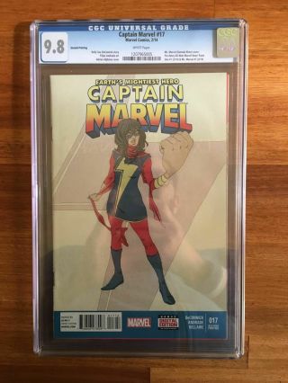 Captain Marvel 17 Cgc 9.  8 (marvel 2014) Second 2nd Print Kamala Khan