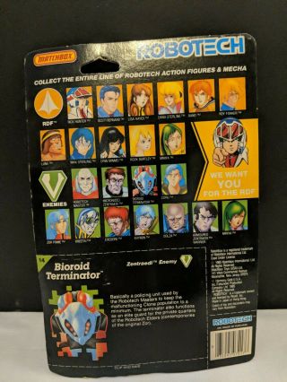 ON CARD MATCHBOX ROBOTECH BIOROID TERMINATOR MASTERS FIGURE 1985 VINTAGE MOC 2