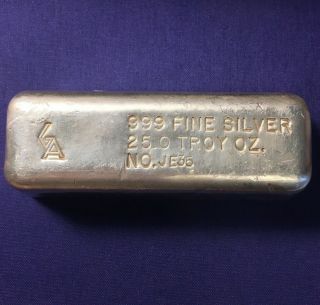 Golden Analytical 25 Oz Poured Silver Bar 999 Fine Silver Vintage