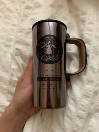 First Starbucks Mermaid Logo Travel Mug Cup Tumbler With Handle Pike Place