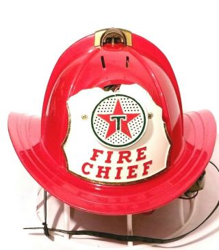 Wen - Mac Texaco Gas Fire Chief Fireman Helmet Hat Eagle Vtg 60s Promo Usa Read