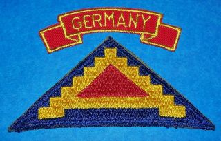 Post Ww2 German Made Bevo 7th Army Patch,  Germany Scroll Tab