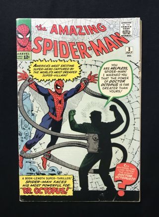Spider - Man 3 (1963) 1st App Doctor Octopus Key Issue Fn -