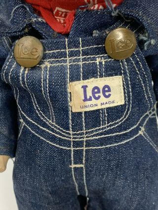 Vintage Buddy Lee Doll.  Union Made Denim Overalls And Hat 1950s.  Composition 2