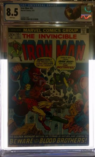 Iron Man 55 Cgc 8.  5 1st App.  Of Thanos Drax The Destroyer White Pages Marvel