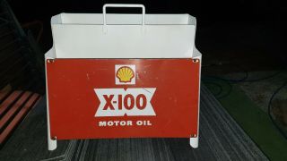 Vintage servo Oil Bottle Rack/Stand and its SHELL OIL SIGN attached 3