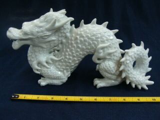 Vtg Fitz & Floyd White Porcelain Chinese Dragon Figurine Statue 10 3/4 " F22/32