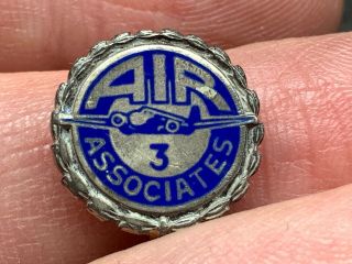 Air Associates Sterling Silver Vintage 3 Years Of Service Award Pin.