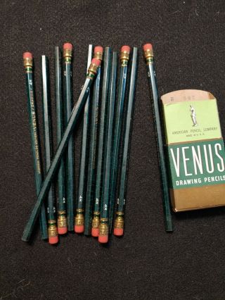 12 Vintage American Pencil Venus 4H Pencil Drawing Drafting Art w/original box 2