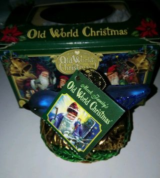 Owc Blue Bird In A Nest Glass Christmas Ornament Total 1 Old World Animal