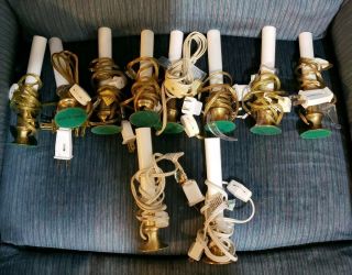 10 Vintage Brass Base Single Window Electric Candles On - Off Switch Lamp Light