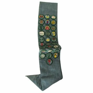 Boy Scouts of America Sash with 27 Merit Badges,  Pristine 2