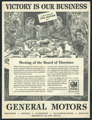 1944 Canadian General Motors Print Ad Victory Is Our Business Wwii