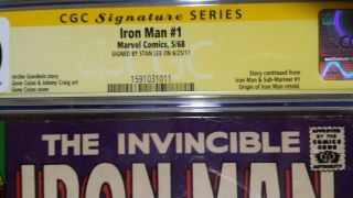 Iron Man 1 CGC 6.  0 SS signed STAN LEE (May 1968,  Marvel) 1st solo series 3