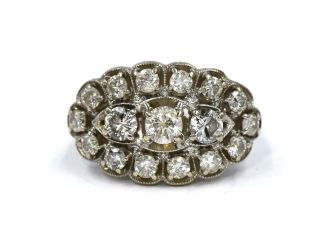 Vintage 1.  95cttw Diamond Cocktail Ring Fashion 14k White Gold Signed Designer
