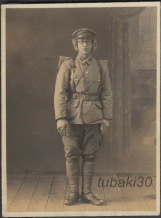 ヘ3 Wwii Japan Army Photo Soldier With Earmuffs