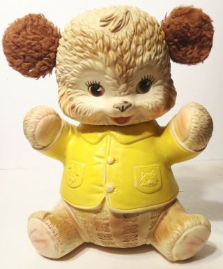 1962 Vintage Edward Mobley Arrow Rubber Teddy Bear Doll Plush Ear Squeak Toy 10”