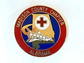 Vintage Madison County Alabama Red Cross Lapel Pin W/ Space Shuttle Pre - Owned