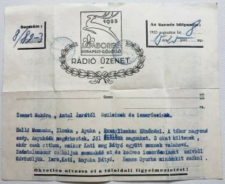1933 Boy Scout World Jamboree Radio Message - Exit Permit,  Baden Powell Attended