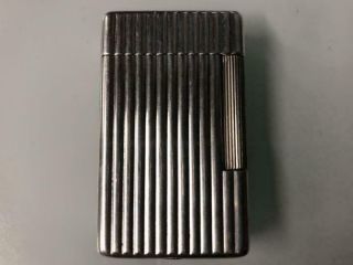 Vintage Dunhill Roller Gas Lighter Silver Striped Good Made In England