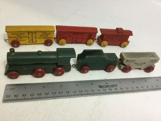Fa Strombecker? National Fast Freight Wood Toy Train 6 Piece Set Vintage 1930 