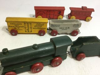 FA Strombecker? National Fast Freight Wood Toy Train 6 Piece Set Vintage 1930 ' s 3