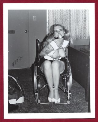 1960 Vintage Nude Photo Perky Breasts Tied Up Kinbaku Kidnapped Pinup Wheelchair