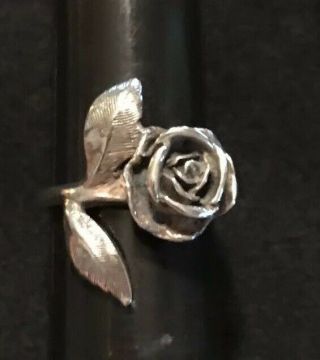 James Avery 3 - D Vintage Rose Ring Retired Sterling Silver Size 4.  5