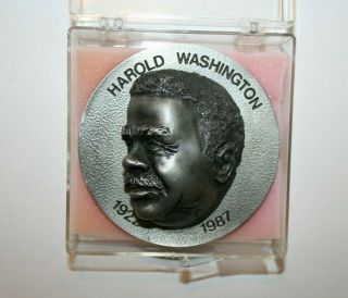 Rare Harold Washington Mayor Of Chicago 3d Pewter Medal By Earl E.  Swanson