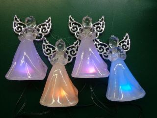 4 Lighted Color Changing Christmas Angels For Tree,  Table,  Window Etc.