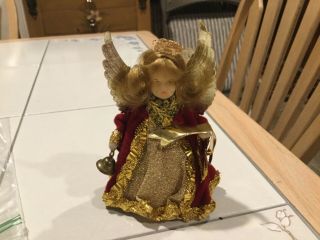 Handarbeit Drozd Red And Gold Wax Angel Christmas Tree Topper Handmade Germany