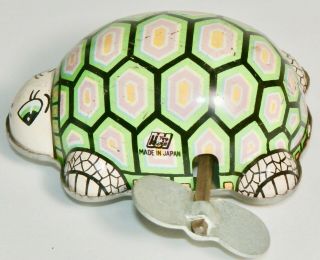 Vintage Toy Hero Tin Litho Wind Up Fannie Tortoise Turtle Made In Japan 1950s
