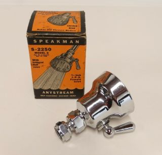 Vtg 1950 Speakman Shower Head Model 2 S - 2250 Any Stream Self - Cleaning Orig Box