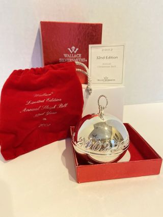 2002 Wallace Silversmiths Silverplate Annual Christmas Sleigh Bell Ornament