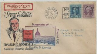 March 4,  1933 Inaugural Cover Of Fdr With Aps Member Cachet