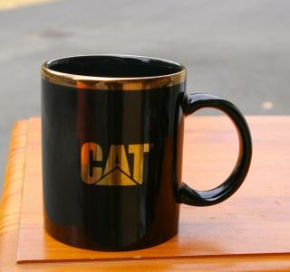 Black & Gold Cat Caterpillar Heavy Equipment Machinery Coffee Mug Catapillar
