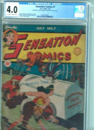 Sensation Comics 7 Cgc 4.  0 Featuring Wonder Woman Year 1942