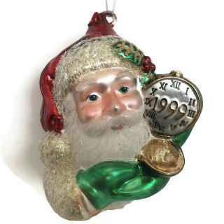 Dept 56 Santa Christmas Ornament Mercury Glass All In Good Time 1999 Handpainted