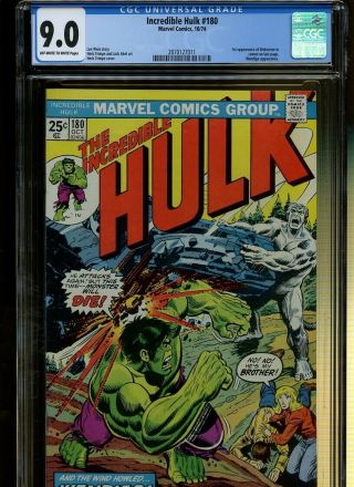 Incredible Hulk 180 Cgc 9.  0 | Marvel 1974 | 1st Wolverine (cameo On Last Page).