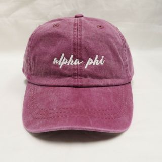 Alpha Phi (n) Burgundy Sorority Name Baseball Hat With White Thread