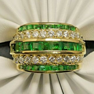 Vintage 14k Yellow Gold Green Tsavorite Garnet Diamond Ring 1.  00 Ct 