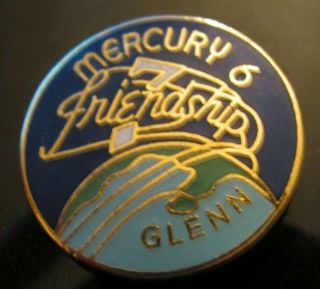 Nasa Friendship 7 John Glenn Pin Badge Pinback Mercury - Atlas 6 Uss Noa Astronaut