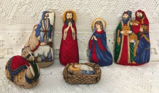 Nativity Set Childs Soft Fabric Mary Joseph Baby Jesus Play Toy Handmade