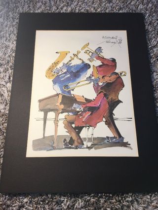 Leo Meiersdorff 1976 Orleans Jazz Quartet Signed Watercolor Print