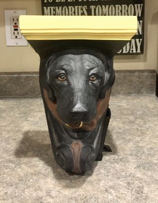 Vintage 1995 Telle M Stein Wall Shelf Sconce Black Labrador Dog Head - Retired