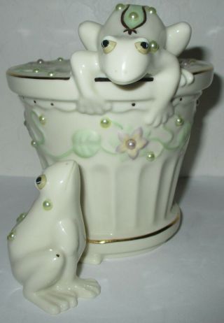 Lenox Petals And Pearls Frog Bud Vase Or Flower Pot 24 Kt Gold